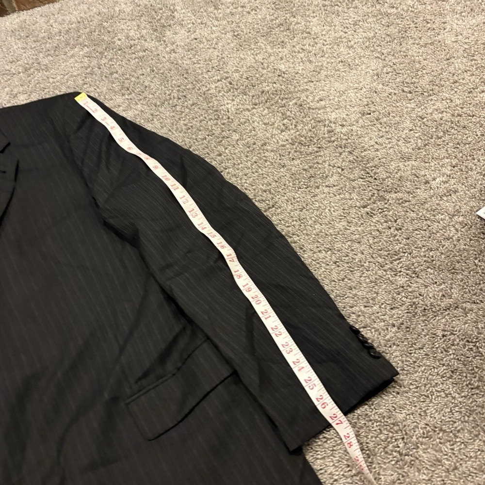 Joseph Abboud 2 Piece Suit Mens 48XL 42X32 Black 3 Button Wool Pinstripe 2 Pc - Picture 3 of 16